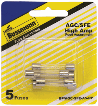 Picture of Bussman Assort. AGC/SFE Glass Fuse Kit, 5packPart# 69-8469   BP/AGC-SFE-A5-RP