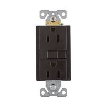 Picture of Cooper Wire Duplex Receptacle 15A/125V, Brown Part# 62-1642   SGF15B